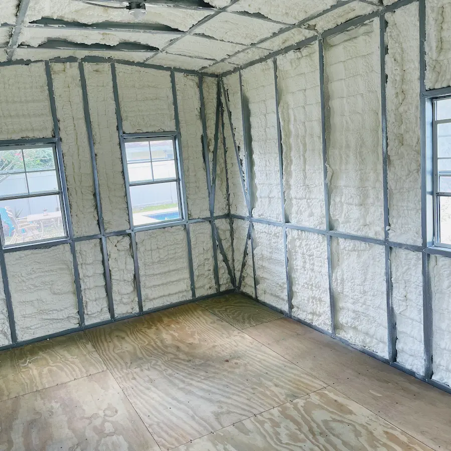 Closed-cell spray foam insulation applied to wall cavities in a residential project in Lynwood